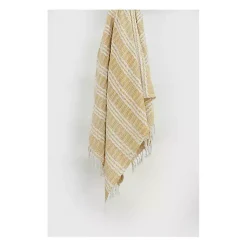 Hot Gold and Ivory Striped Cotton Throw Blankets & Throws