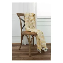 Hot Gold and Ivory Striped Cotton Throw Blankets & Throws