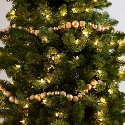 Clearance Gold and Natural Wood Bead Christmas Garland Christmas Tree Decorations