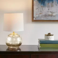 Kirklands Home Table Lamps|Gold and Silver Mercury Glass Table Lamp White