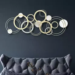 Kirklands Home Wall Plaques|Gold and Silver Metal Multi Ring Wall Plaque