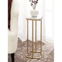 Kirklands Home Accent & End Tables|and White Credele Accent Table Gold