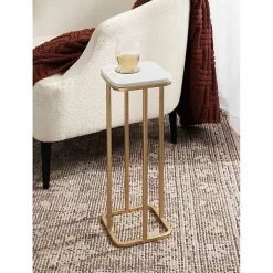 Kirklands Home Accent & End Tables|and White Credele Accent Table Gold