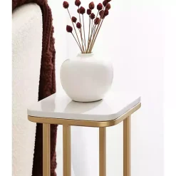 Kirklands Home Accent & End Tables|and White Credele Accent Table Gold