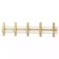 Kirklands Home Hooks|Gold and White 5-Hook Coat Rack