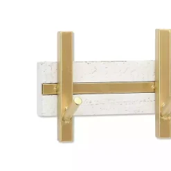 Kirklands Home Hooks|Gold and White 5-Hook Coat Rack