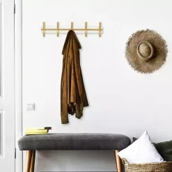 Kirklands Home Hooks|Gold and White 5-Hook Coat Rack