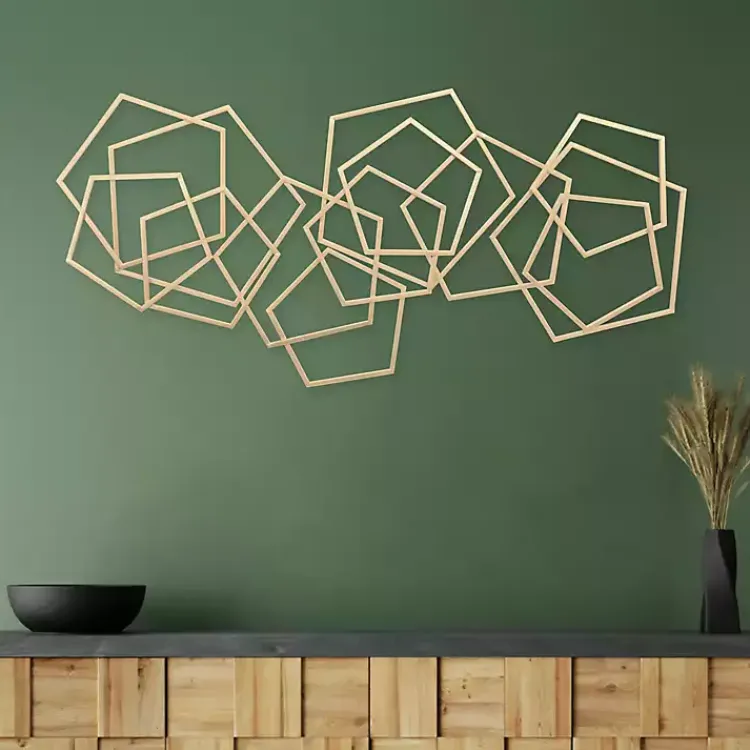 Kirklands Home Wall Plaques|Astraga Pentagon Plaque Gold