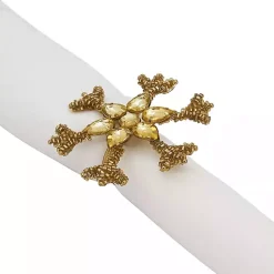 Kirklands Home Table Linens|Beaded Snowflake Napkin Rings, Set of 4 Gold