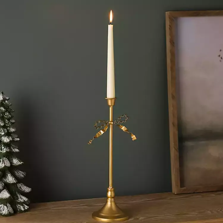 Bow Taper Candle Holder, 14 in. Christmas Decorations