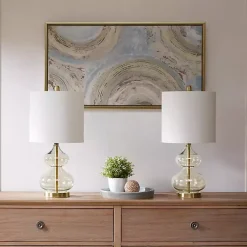 Kirklands Home Table Lamps|Curved Glass Table Lamps, Set of 2 Gold