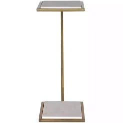 Kirklands Home Accent & End Tables|Gold Elevated Marble Accent Table White