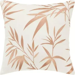 Hot Gold Embroidered Botanical Throw Pillow Pillows