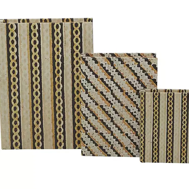 New Gold Faux Leather Chain Link Book Boxes, Set of 3 Baskets & Boxes