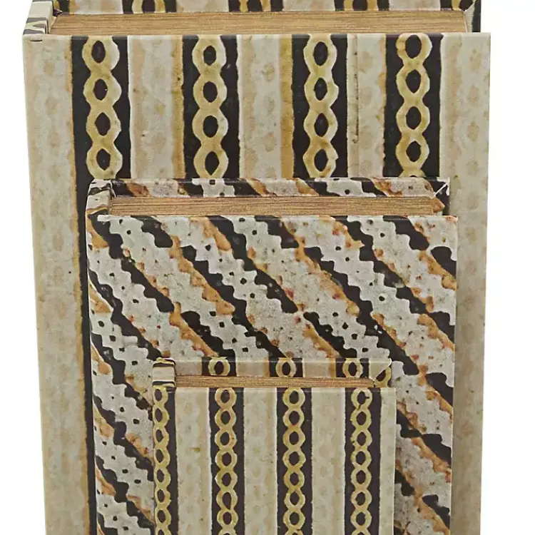 New Gold Faux Leather Chain Link Book Boxes, Set of 3 Baskets & Boxes