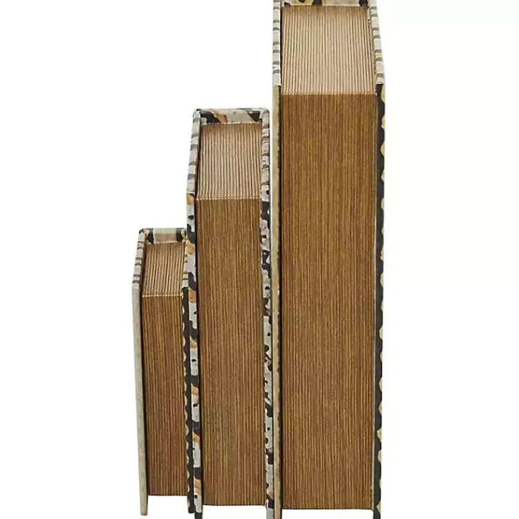 New Gold Faux Leather Chain Link Book Boxes, Set of 3 Baskets & Boxes