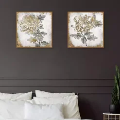 Kirklands Home Canvas Art|Gold Fleur Floral 2-pc. Canvas Art Print Set