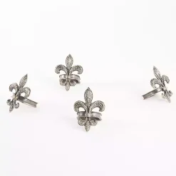 Kirklands Home Table Linens|Gold Fleur-De-Lis Napkin Rings, Set of 4