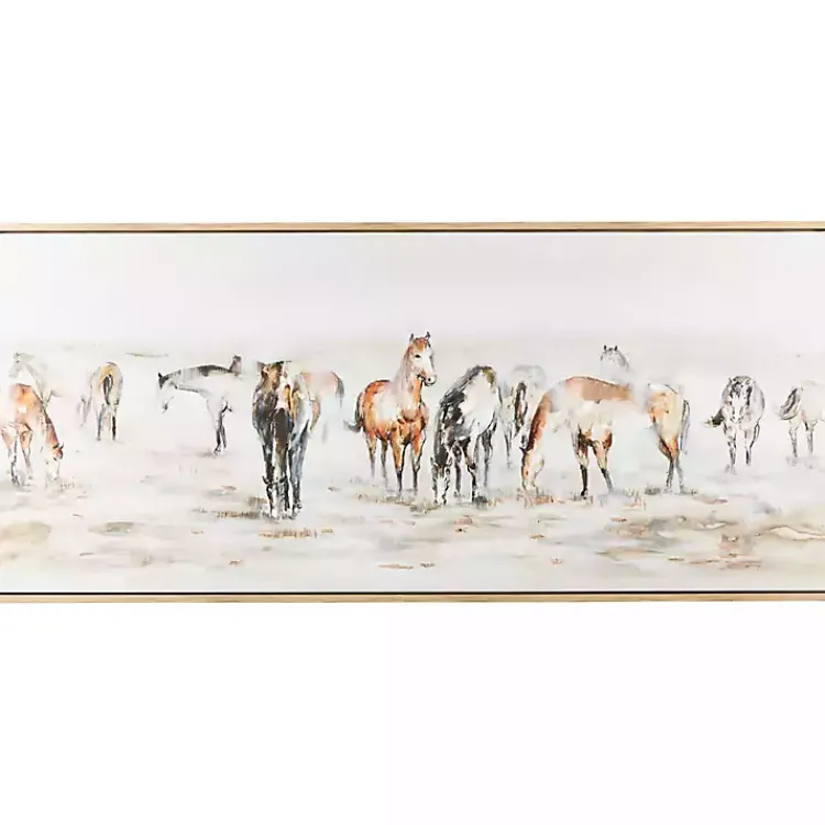 Kirklands Home Canvas Art|Gold Foil Wild Horses Framed Canvas Art Print