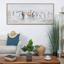 Kirklands Home Canvas Art|Gold Foil Wild Horses Framed Canvas Art Print