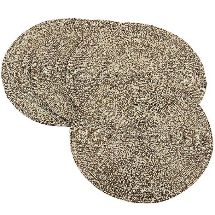 Kirklands Home Table Linens|Gold Glass Beaded Round Placemats, Set of 4