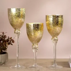 Outlet Glass Hurricane Charismas, Set of 3 Candle Holders