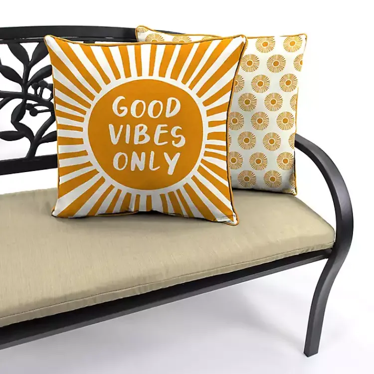 Kirklands Home Outdoor Cushions & Pillows|Gold Good Vibes Only Sunny Outdoor Pillow