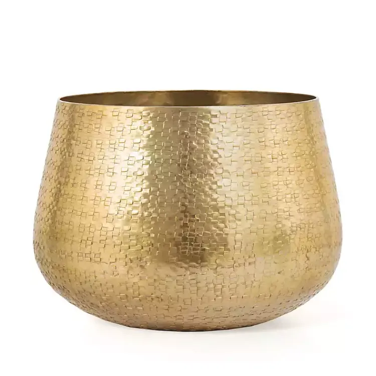 Kirklands Home Planters|Hammered Metal Retta Planter Gold
