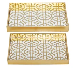 Hexagon Large Print 2-pc. Tray Set Decorative Trays