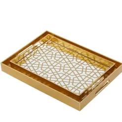 Hexagon Large Print 2-pc. Tray Set Decorative Trays