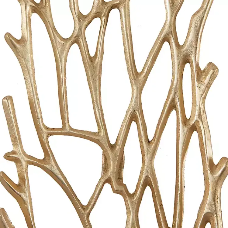 Kirklands Home Wall Plaques|Metal Coral Panel Wall Plaques, Set of 2 Gold