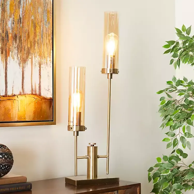 Kirklands Home Table Lamps|Metal Double Stem Table Lamp Gold