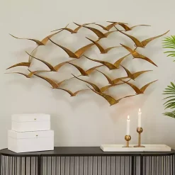 Kirklands Home Wall Plaques|Metal Flock of Birds Wall Plaque Gold