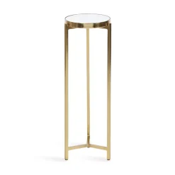Kirklands Home Accent & End Tables|Metal Mirrored Tabletop Aguilar Drink Table Gold