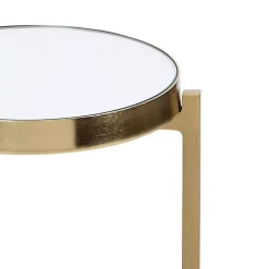 Kirklands Home Accent & End Tables|Metal Mirrored Tabletop Aguilar Drink Table Gold