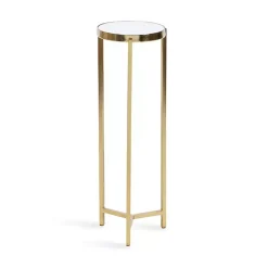 Kirklands Home Accent & End Tables|Metal Mirrored Tabletop Aguilar Drink Table Gold