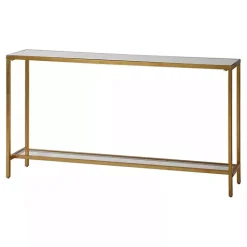 Kirklands Home Console Tables|Metal Mirrored Top Slim Console Table Gold