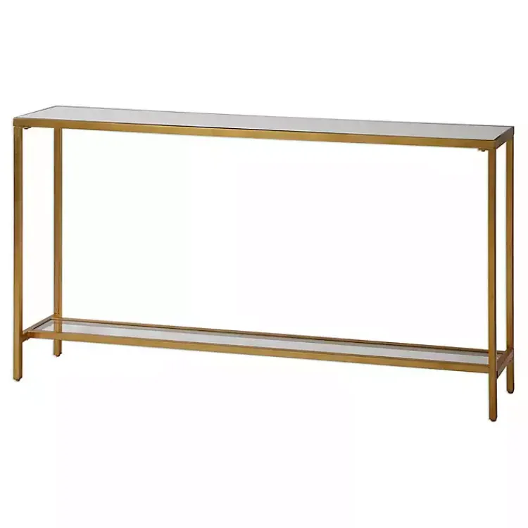 Kirklands Home Console Tables|Metal Mirrored Top Slim Console Table Gold
