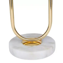 Kirklands Home Table Lamps|Metal Open Loop Stem White Round Table Lamp Gold