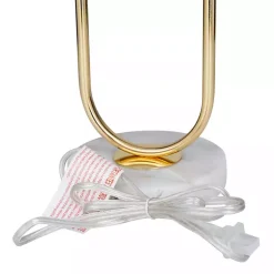 Kirklands Home Table Lamps|Metal Open Loop Stem White Round Table Lamp Gold