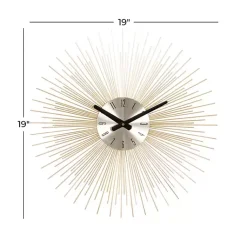 Kirklands Home Clocks|Gold Metal Sunburst Wall Clock