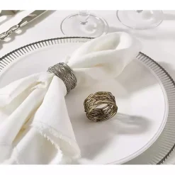 Kirklands Home Table Linens|Metal Twine Napkin Rings, Set of 4 Gold