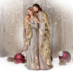 Outlet Gold Metallic Floret Holy Family Christmas Decorations