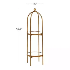 Kirklands Home Bookshelves|Mirrored Two-Tier Cage Shelf Gold