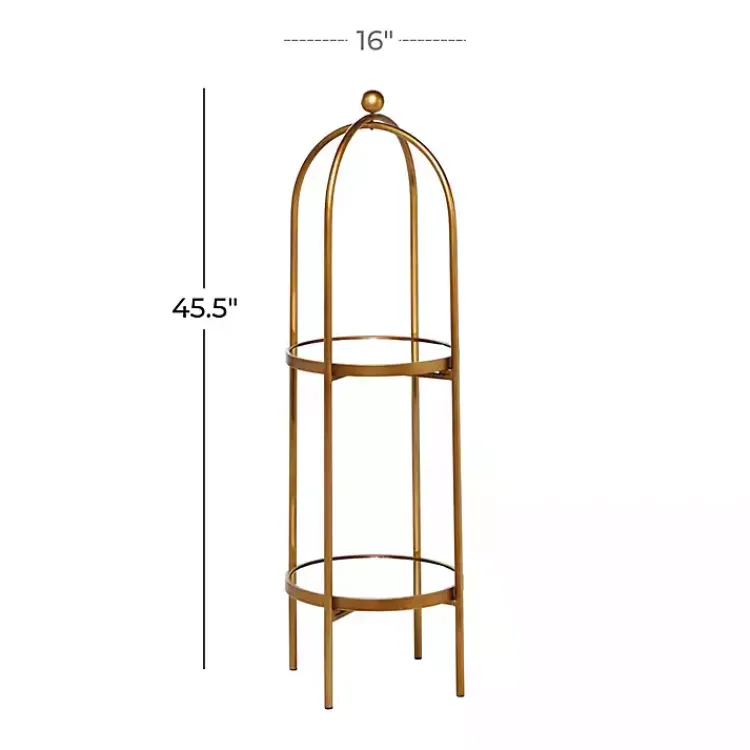 Kirklands Home Bookshelves|Mirrored Two-Tier Cage Shelf Gold