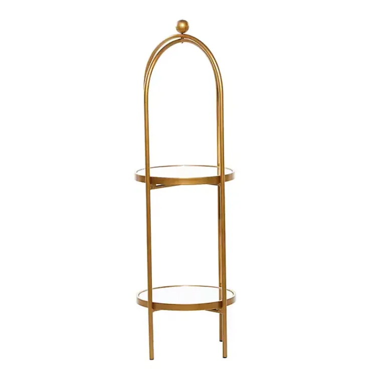 Kirklands Home Bookshelves|Mirrored Two-Tier Cage Shelf Gold