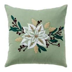 New Gold Poinsettia Christmas Throw Pillow Pillows