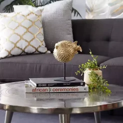 New Gold Puffer Fish Sculpture Statues & Figurines