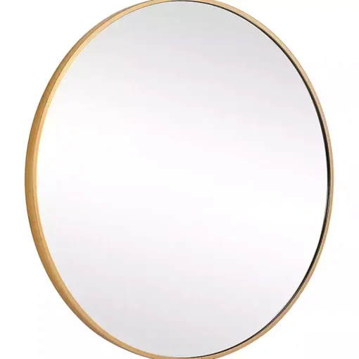 Kirklands Home Framed Mirrors|Round Simple Frame Medium Wall Mirror Gold