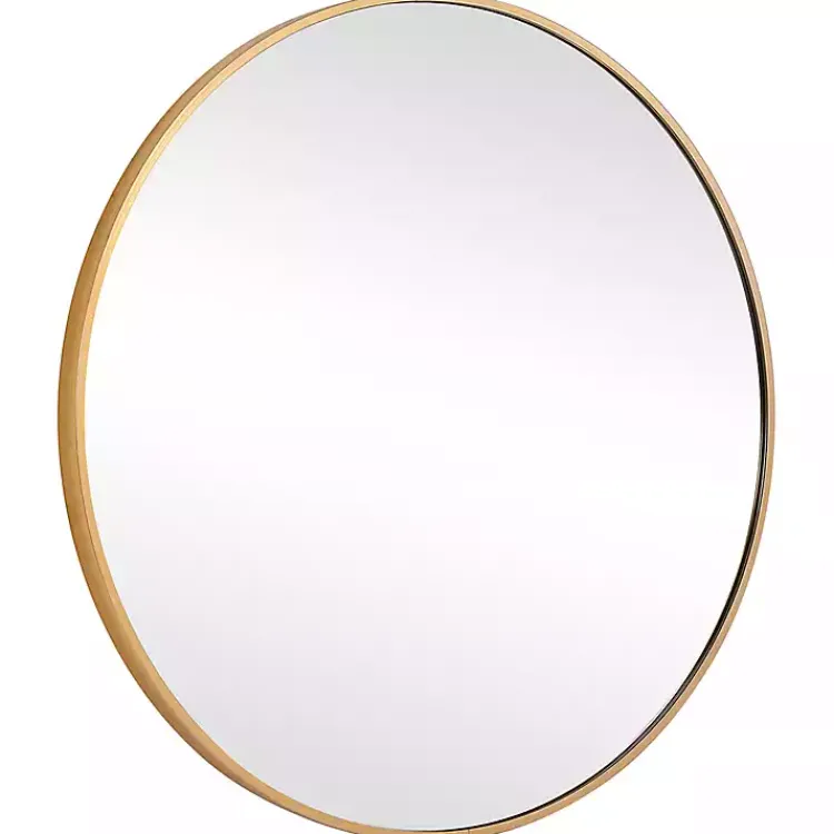 Kirklands Home Framed Mirrors|Round Simple Frame Medium Wall Mirror Gold